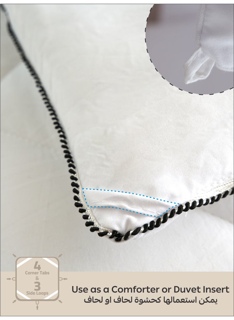 دوناتيلا لحاف على طراز الفندق الفاخر مقاس كينج 220 * 240 سم ، صندوق لحاف كامل الموسم مع 6 علامات تبويب زاوية ، حشوة بديلة فائقة النعومة ، أبيض - Image 5